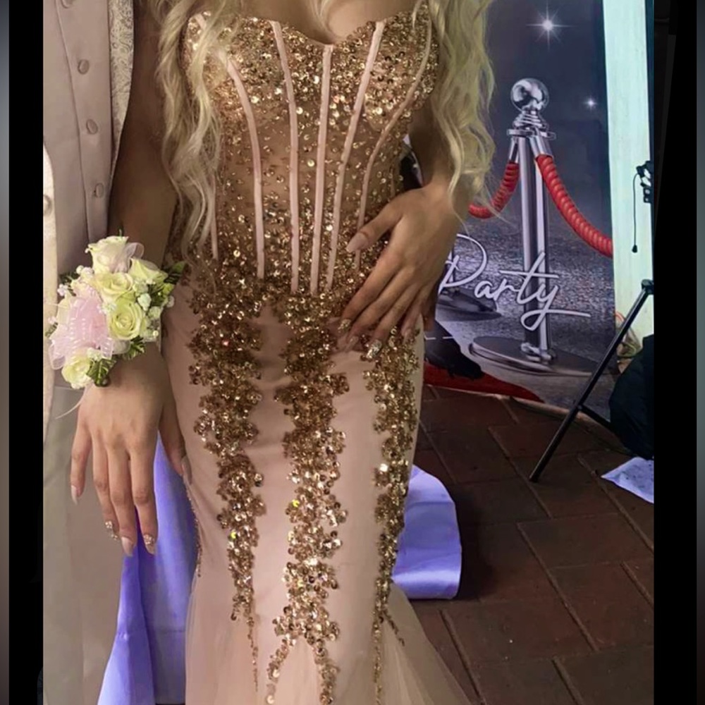 Jovani 5908 Strapless Sweetheart Corset Illusion Bodice Mermaid Gown Prom Dress